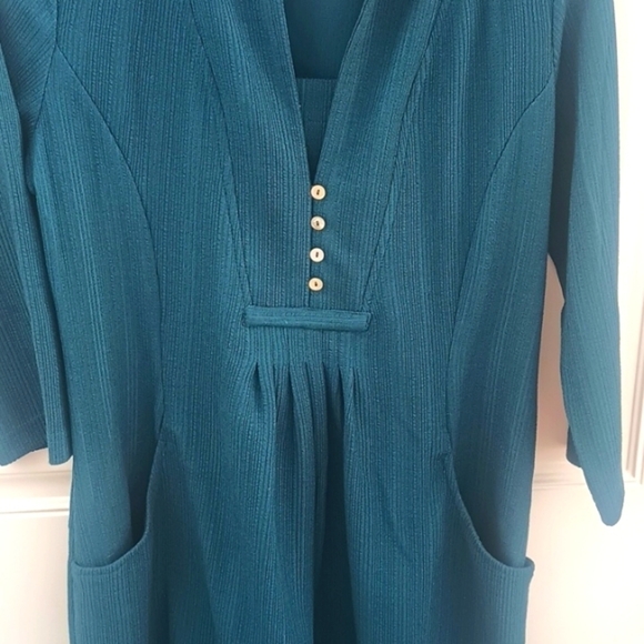 Apt Designs peacock blue bohemian tunic style three quarter sleeve top size S - Picture 3 of 7